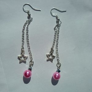 Fallen Star pearl tone Earrings chain, hook